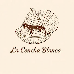 Logo von La Concha Blanca: Softeis im Waffelkörbchen vor einer Muschel